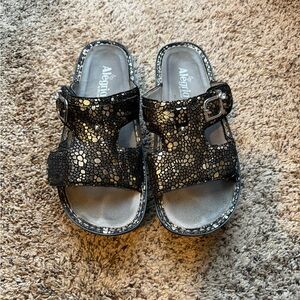 Alegria Women’s Black and Silver Sandals